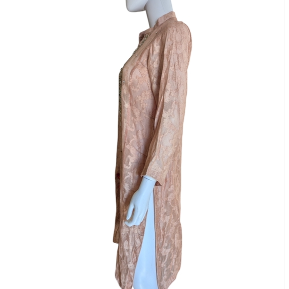 Agha Noor Embroidered Peach Tunic Dress - Picture 5 of 10